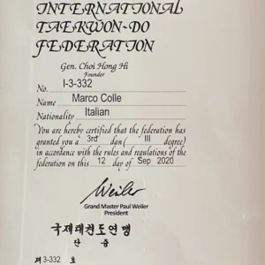 Marco Colle terzo dan