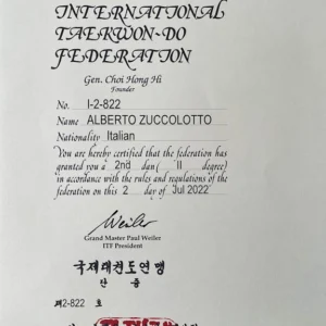 Alberto Zuccolotto - certificato II dan